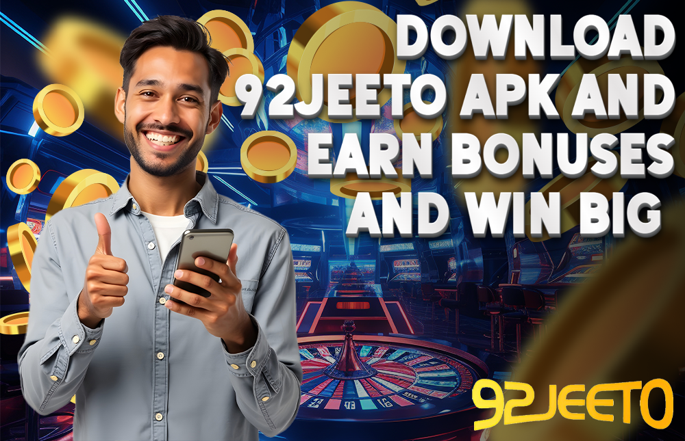 A picture of a man holding a cellphone for 92jeeto game apk download