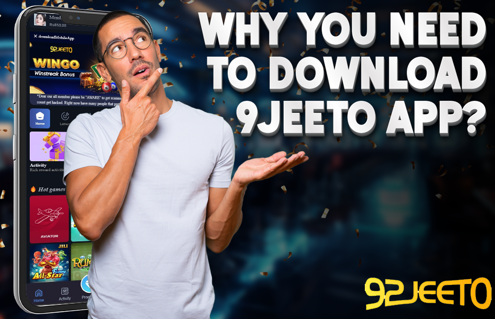 A picture of a man thinking about the benefits you can get if you download the 92jeeto app today.