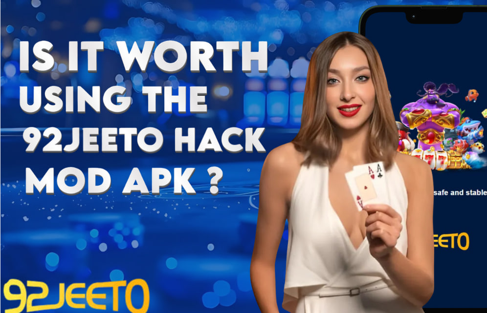 A picture of a woman holding a card and showing the 92Jeeto hack mod APK.