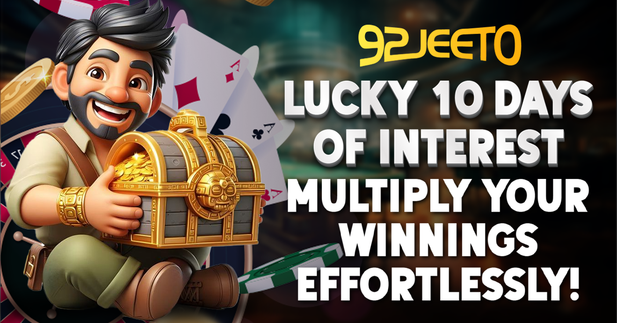 This image are showing a cartoon man holding a treasure chest. - Lucky 10 Days of Interest Multiply Your Winnings Effortlessly!