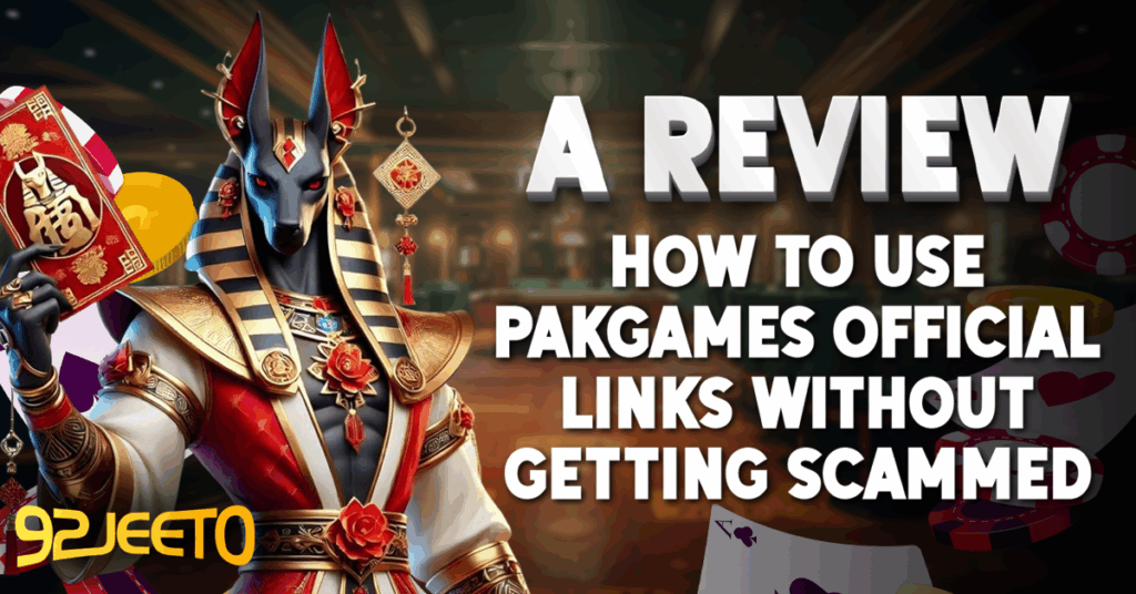 This image are showing a cartoon anubis from egypt holding a red envelope. A Review How to Use PakGames Official Links Without Getting Scammed