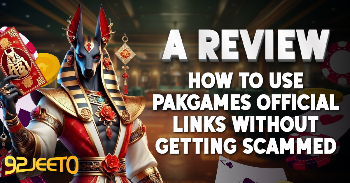This image are showing a cartoon anubis from egypt holding a red envelope. A Review How to Use PakGames Official Links Without Getting Scammed