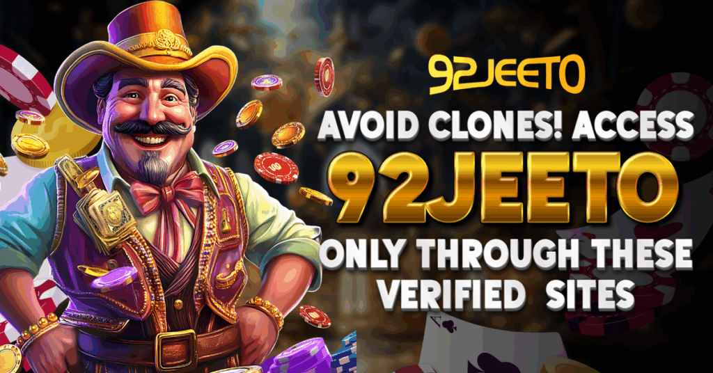 This image are showing a cartoon happy man - Avoid Clones! Access 92Jeeto Only Through These Verified Sites